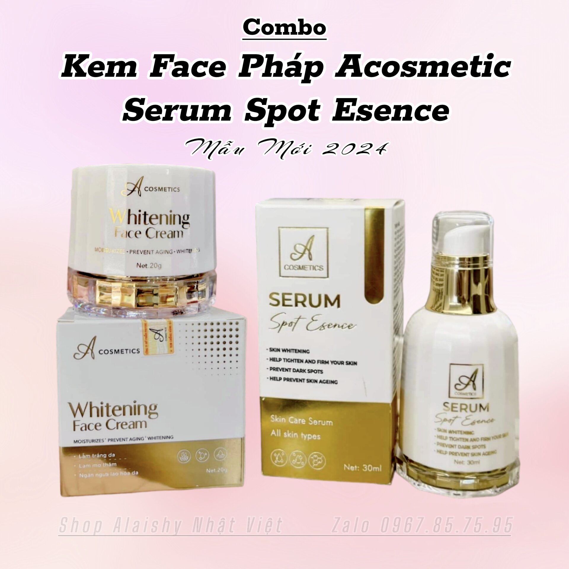 Combo kem face pháp chữ a cosmetic 20gam và serum siêu tinh chất spot esence 30ml mẫu mới 2024 - mỹ phẩm phương anh