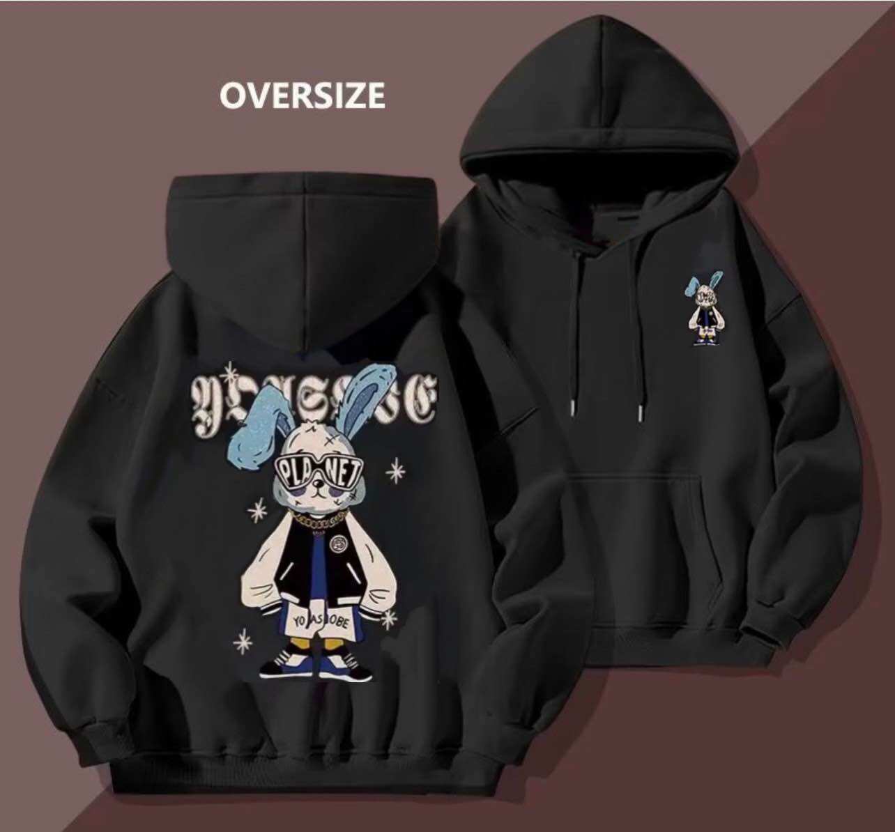 Áo hoodie unisex nam nữ họa tiết thỏ planet có bigsize 35kg đến hơn 100kg vải nỉ cao cấp hình sắc nét