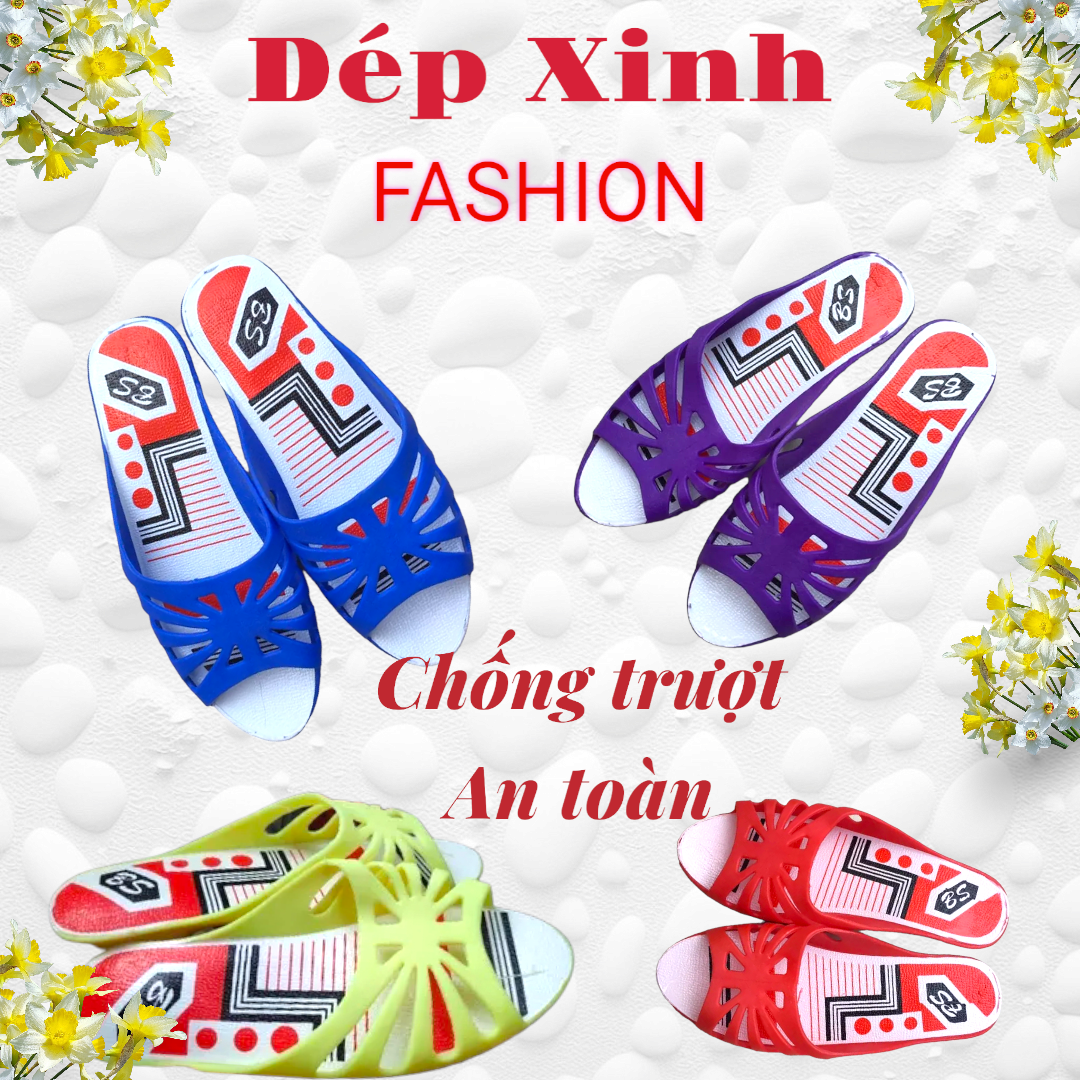 Dép quai ngang nử ps nhựa pvc, chống trượt, dép thời xưa