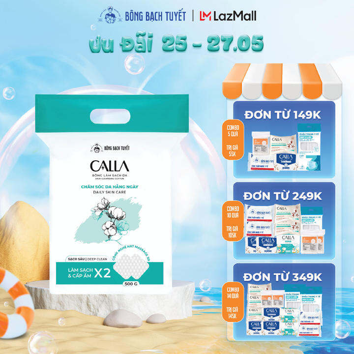 Bông tẩy trang làm sạch da Bông Bạch Tuyết Calla Sạch Sâu 500gr