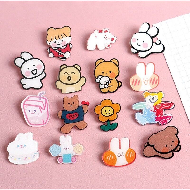 Huy hiệu, pin cài quần áo gắn balo, huy hiệu cài cặp học sinh, phụ kiện ba lô, túi, mũ, nón hoạt hình dễ thương