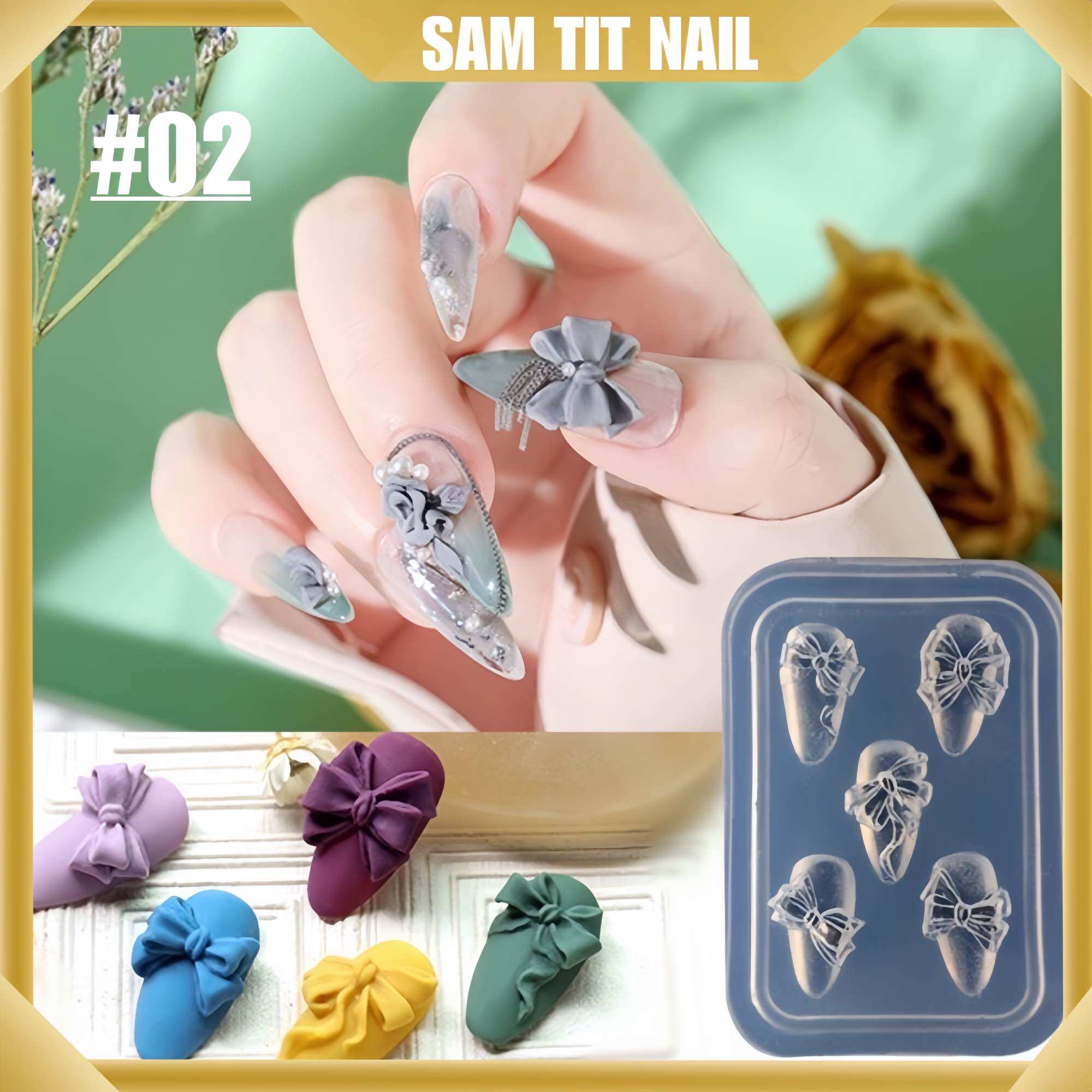 Khuôn silicon làm charm nơ trang trí móng đủ kiểu