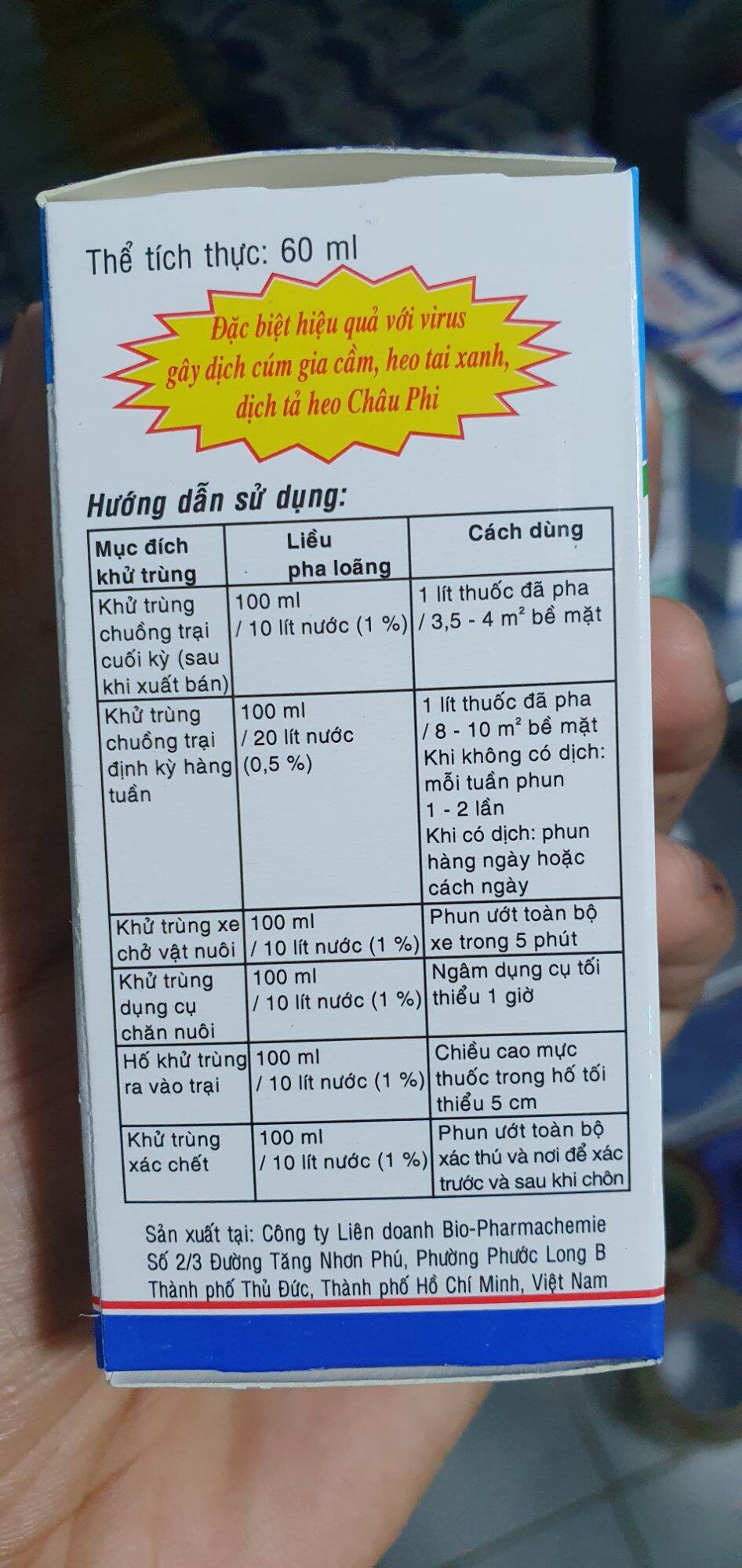 BIOXIDE CHAI 60ml sát trùng chuồng trại
