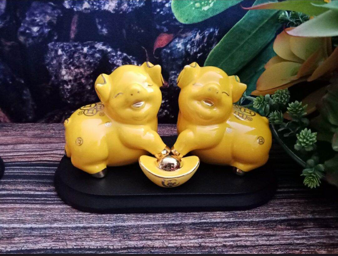 Tượng heo đôi như ý tài lộc