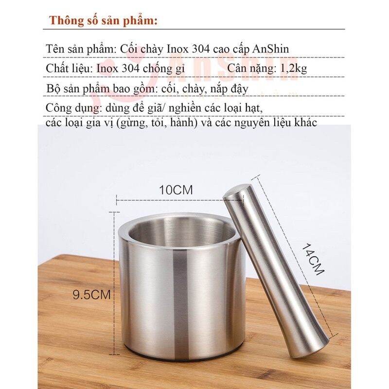 Cối chày inox mini 10cm