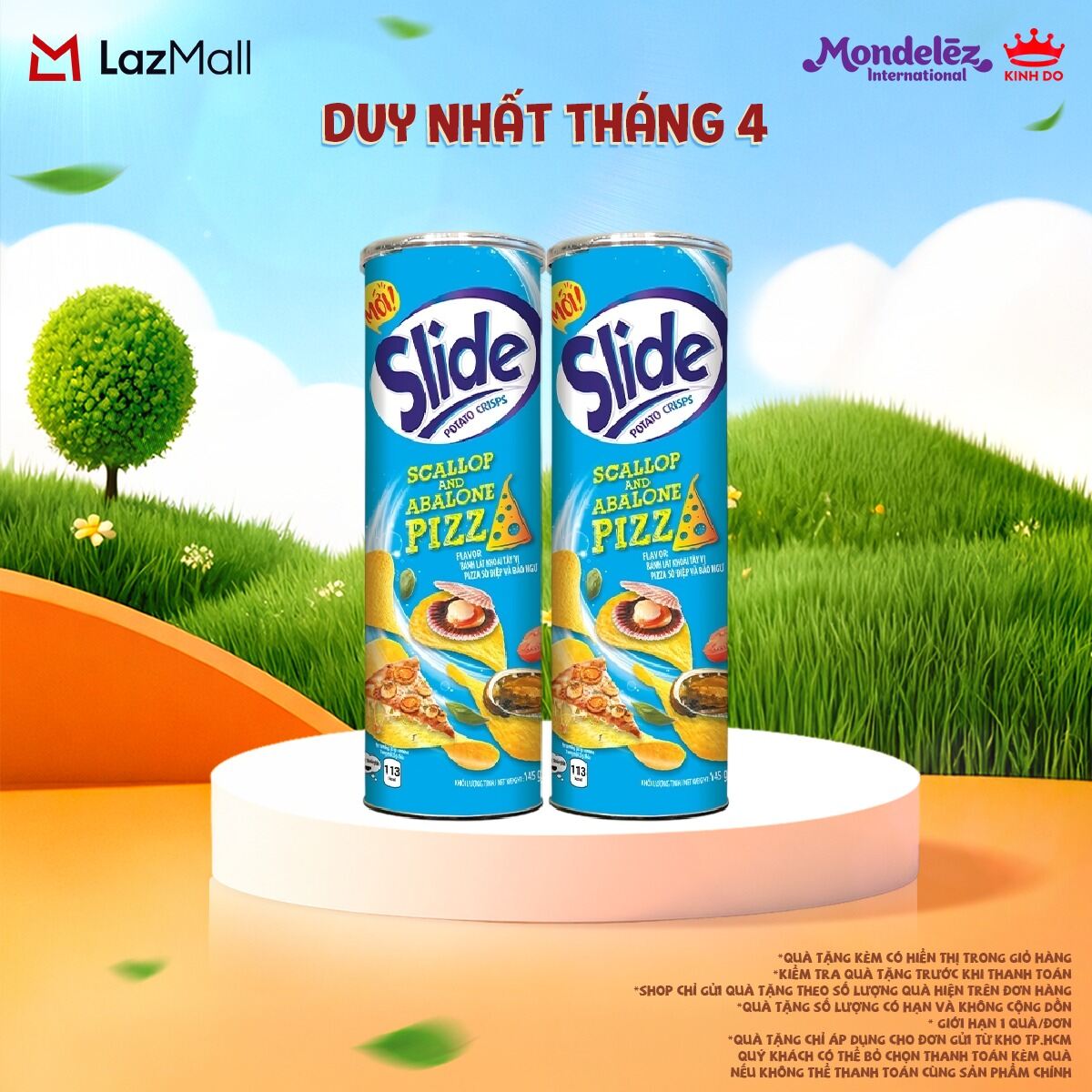 Combo 2 Lon Bánh Lát Snack Khoai Tây Slide Vị Sò Điệp 145g