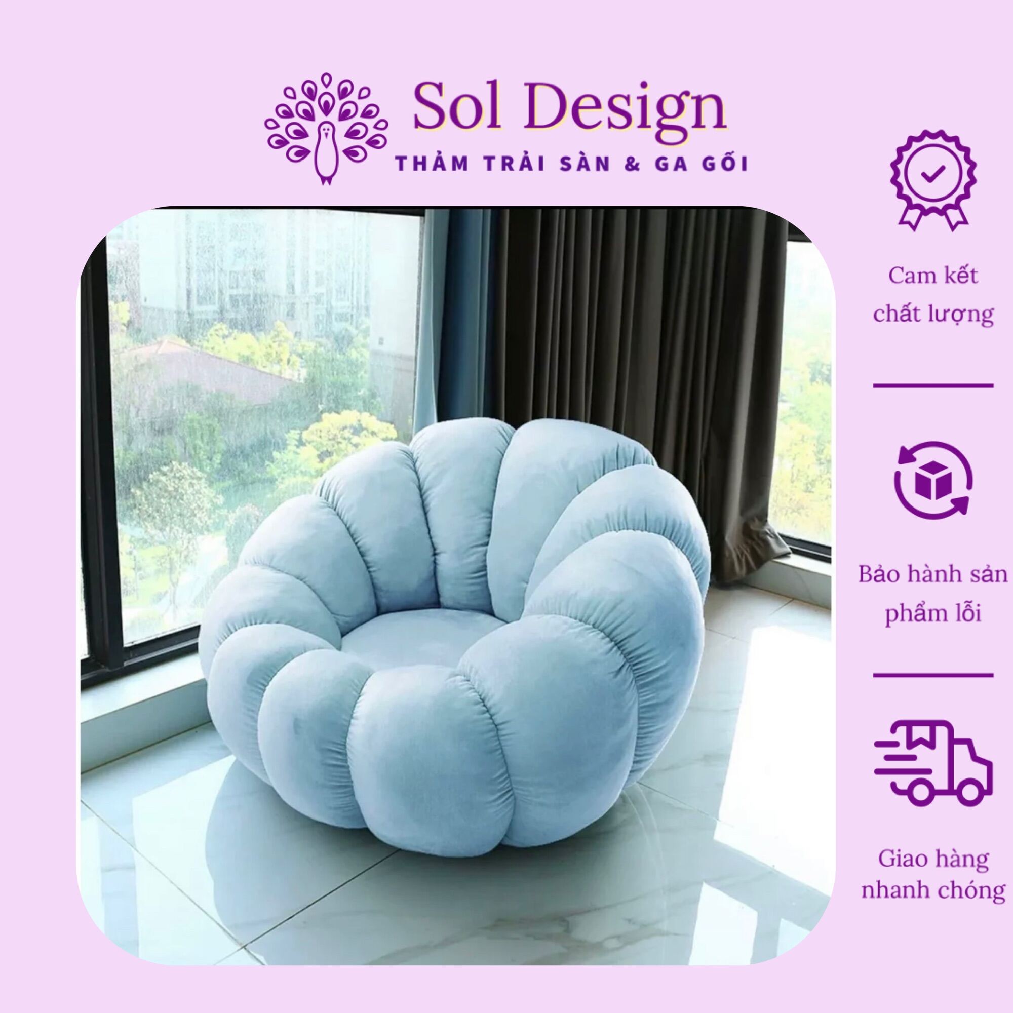 Ghế Sofa Thư Giãn Trang Trí Phòng Khách Phòng Ngủ Hình Bông Hoa, Ghế Lười Tựa Lưng Đệm Bông Hình Bông Hoa