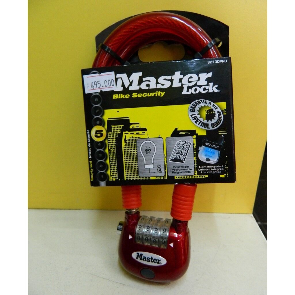 Khóa số dây cáp có đèn Master Lock 8213 EURDPRO dài 65cm - LUTO SHOP