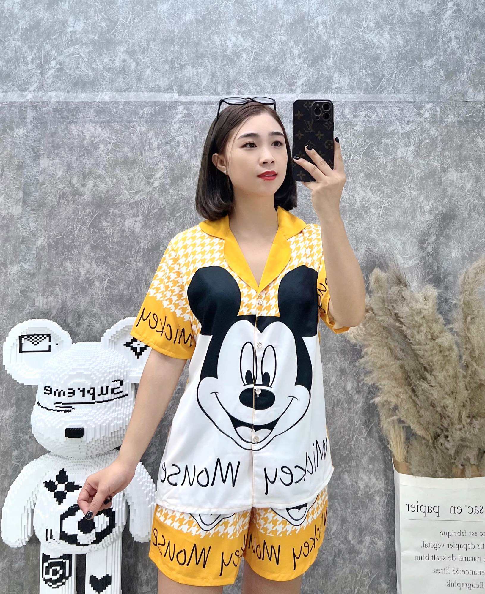 Đồ bộ nữ mặc nhà  ANH MỸ pijama chất liệu lụa mango cao cấp 5D đùi DMG-02