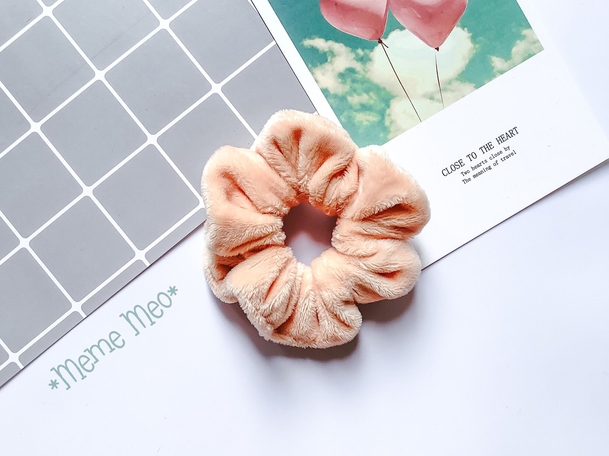 Combo scrunchies dễ thương, đồ cột tóc vải lông, size nhỏ