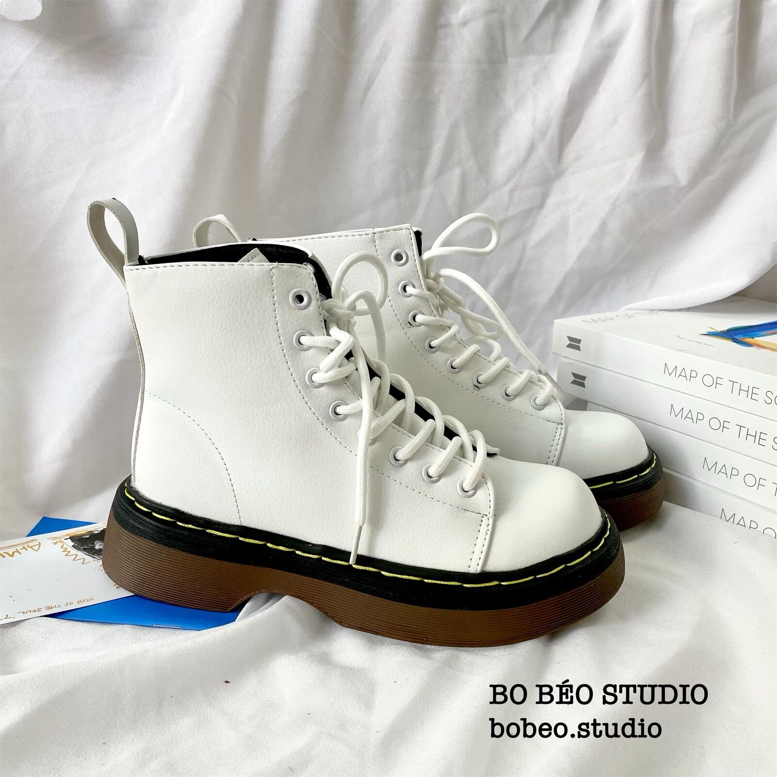 (HÀNG CÓ SẴN - ẢNH THẬT SHOP CHỤP) BASIC LEATHER BOOTS - BỐT ULZZANG CỔ CAO ĐẾ NÂU 4CM