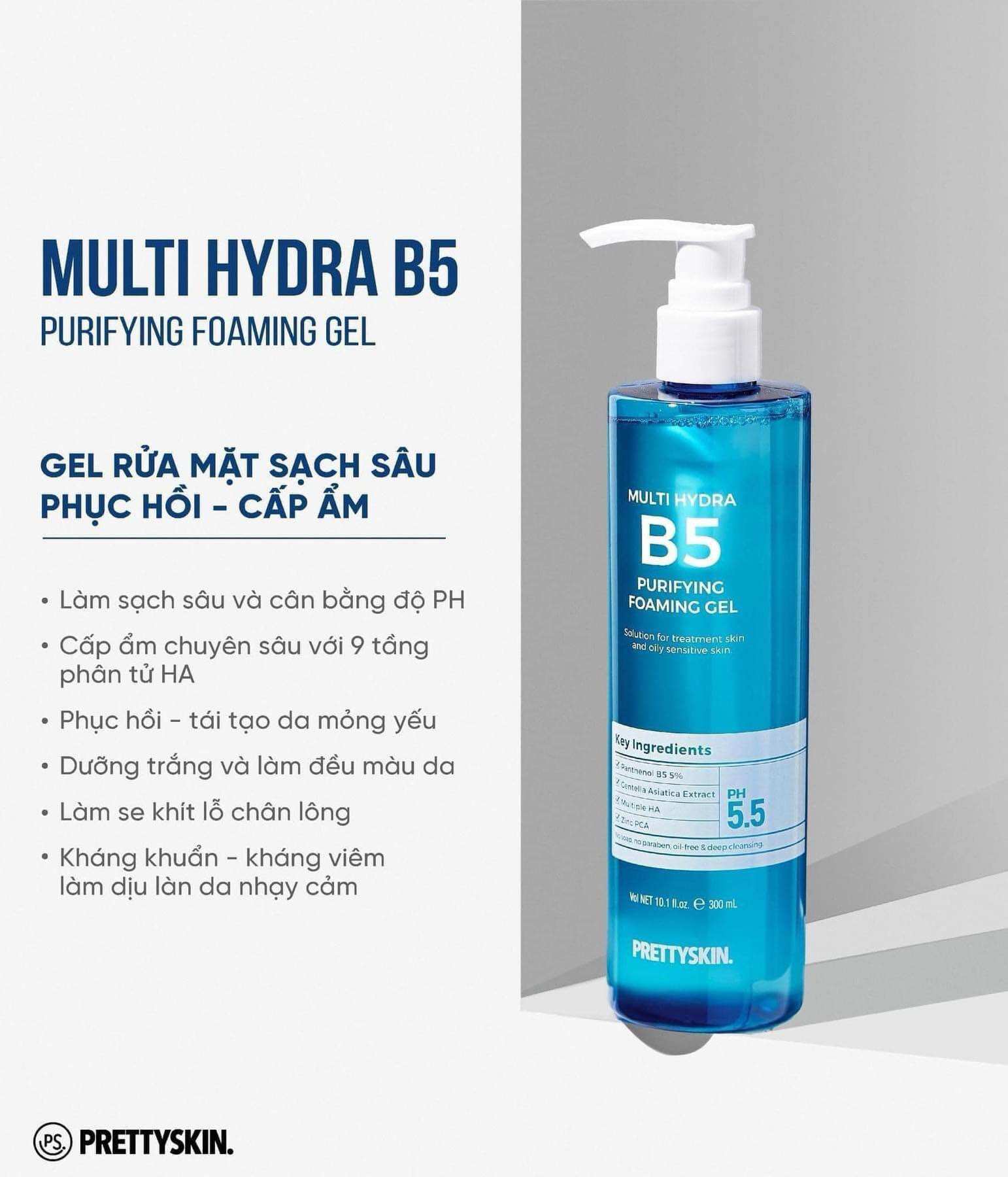 Sữa rửa mặt B5 Prettyskin sạch sâu cấp ẩm