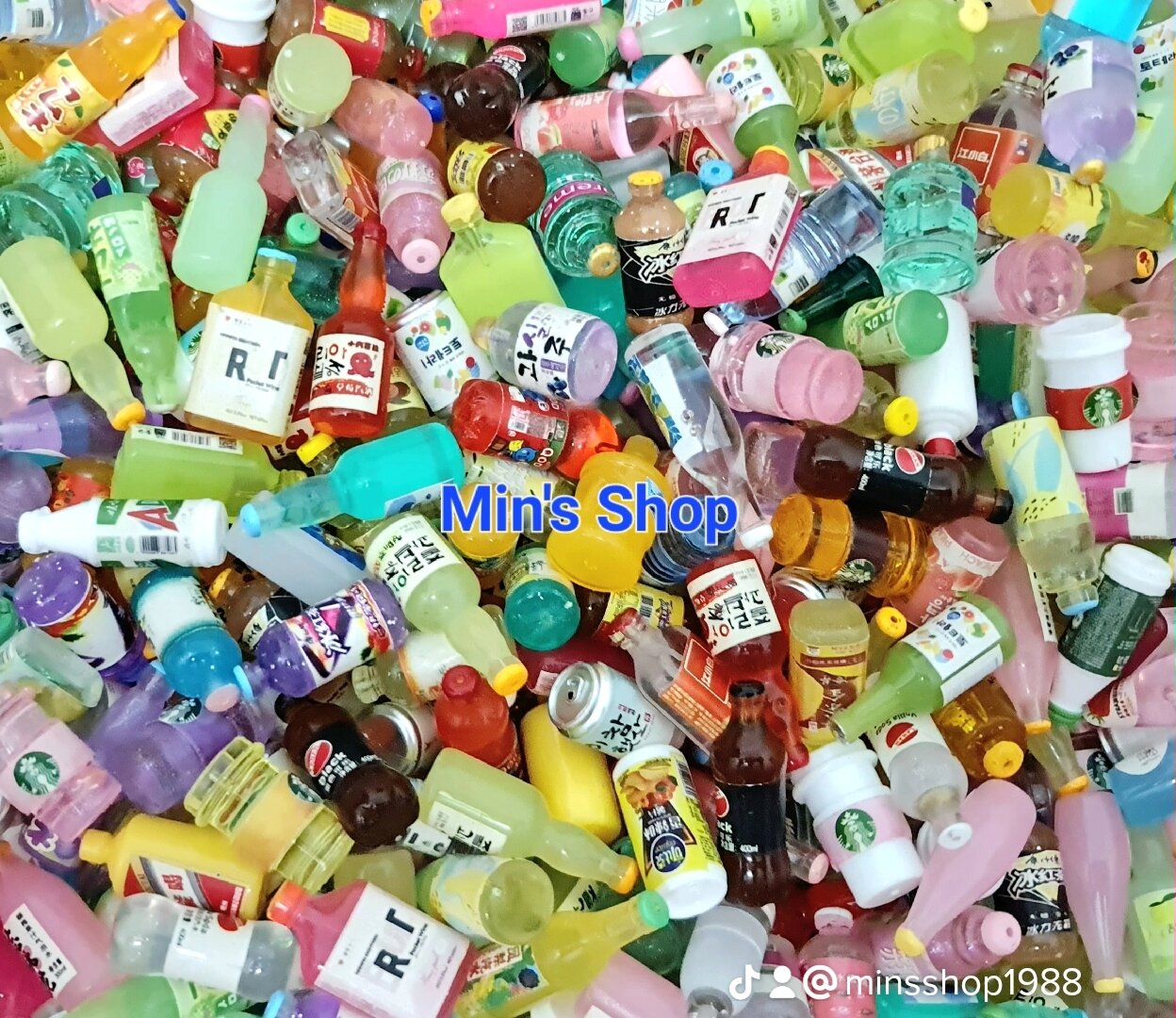 Set 100 charm hình chai nước nhiều loại dễ thương