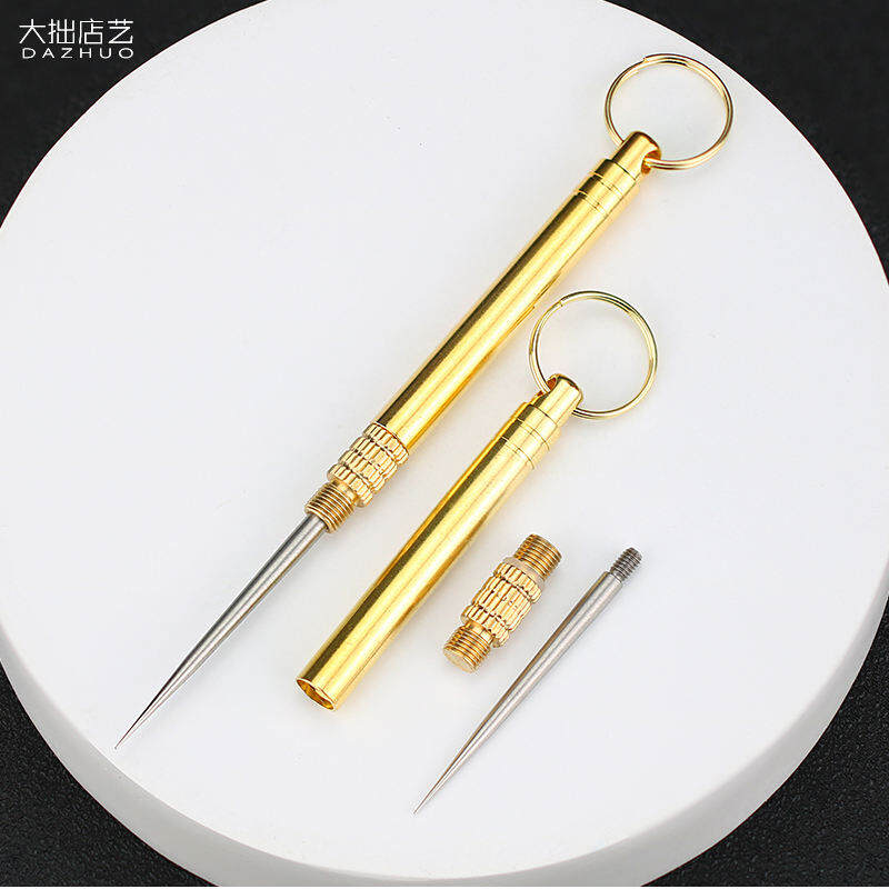 Kim Loại Đồng Nguyên Chất Ốc Vít Nhất Thể Sáng Tạo Tăm Xỉa Răng Xách Tay Móc Chìa Khóa Móc Treo Đa Chức Năng Dĩa Ăn Trái Cây