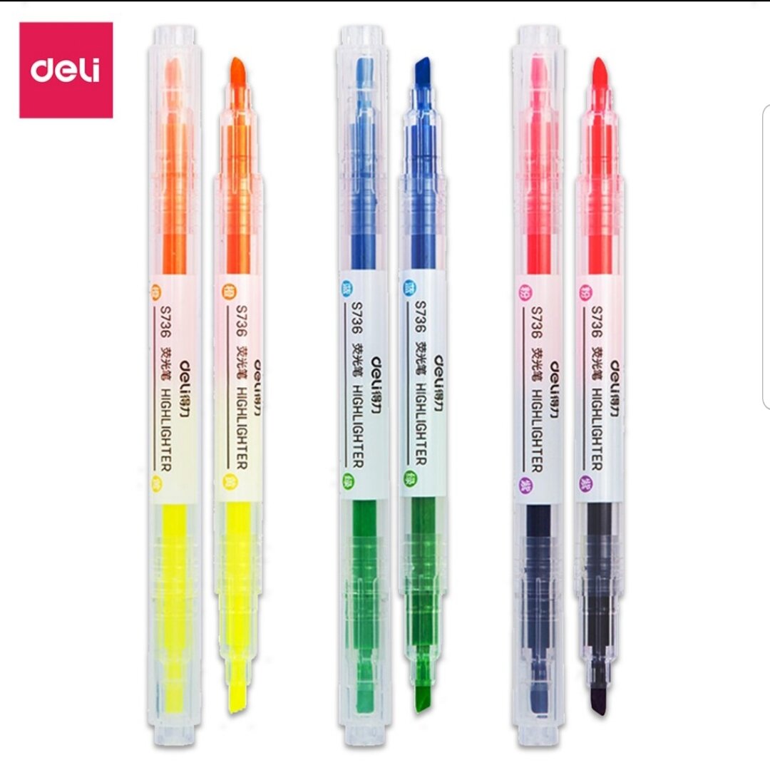 Bút Highlight 2 đầu nhiều màu giá rẻ Deli
