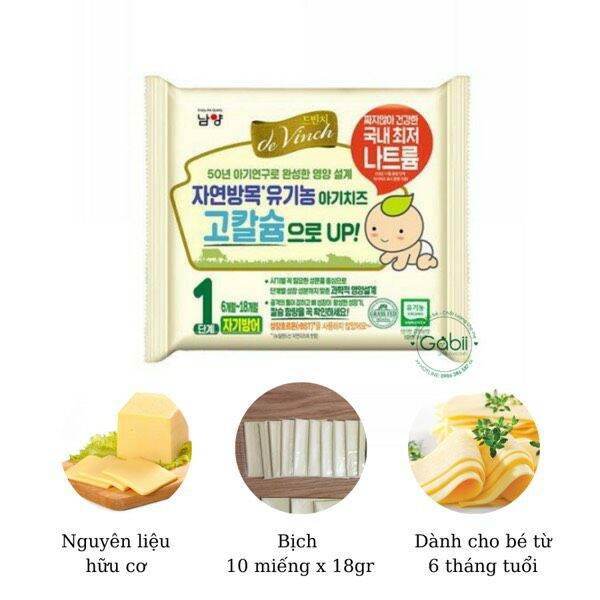 Phô Mai Hữu Cơ Tách Muối Organic Hàn Quốc gói 10miếng- Dành cho bé từ 6m+