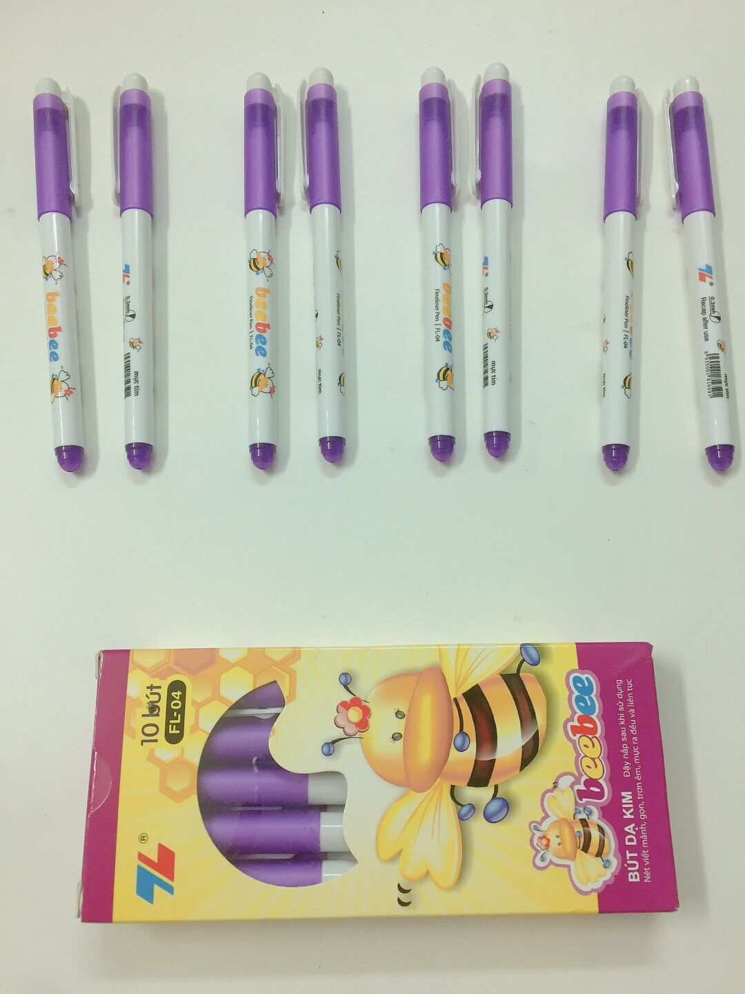 Combo 2 cây bút lông kim fl-04 tím bee bee