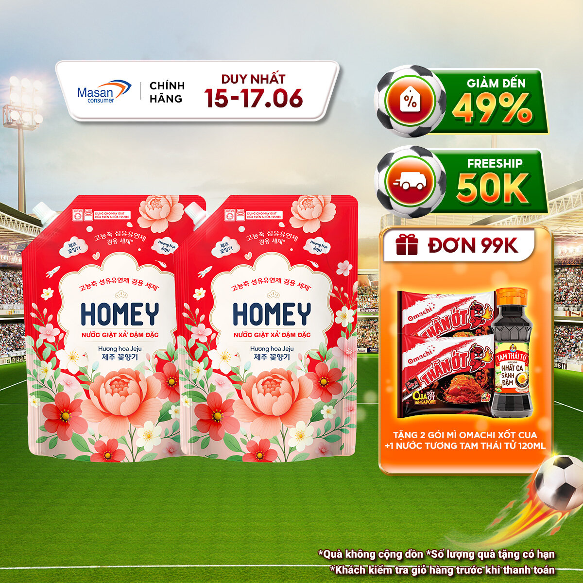 [Chọn mùi] Combo 2 nước giặt xả Homey túi x 3.4kg
