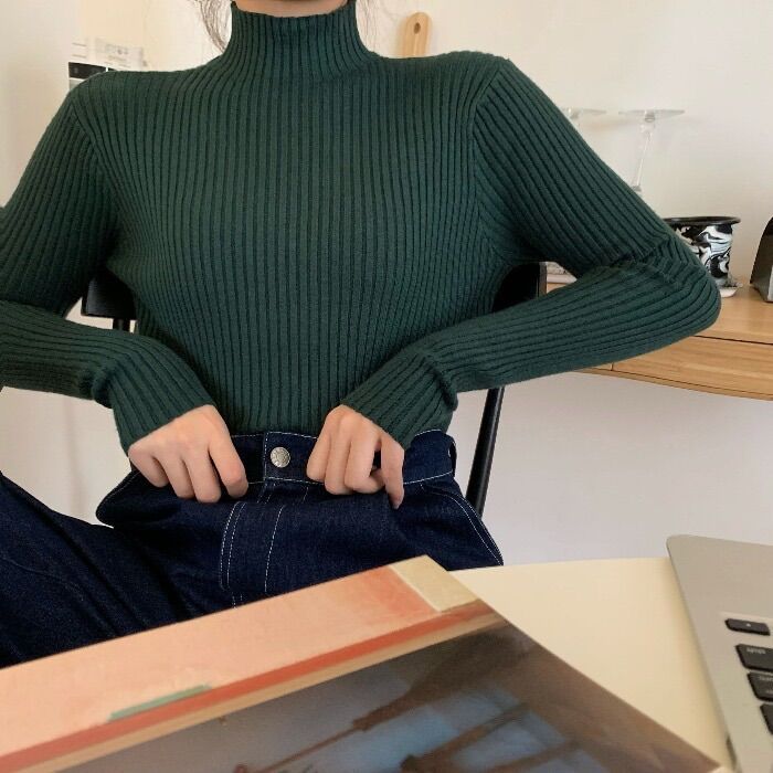 Áo len cổ 3 phân gân nhỏ mềm mại