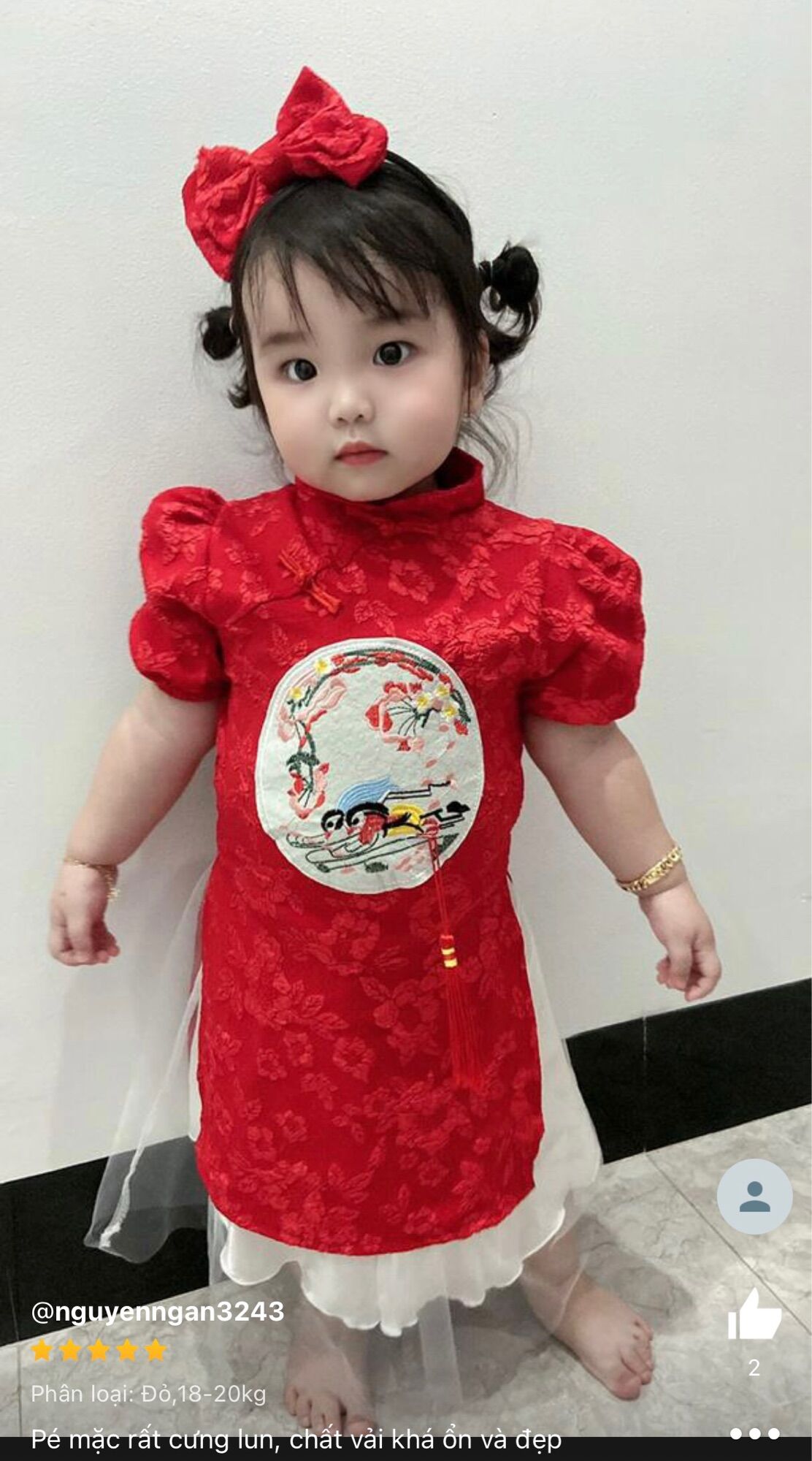 Áo Dài Gấm Kèm Mấn Bé Gái Diện Lễ Tết