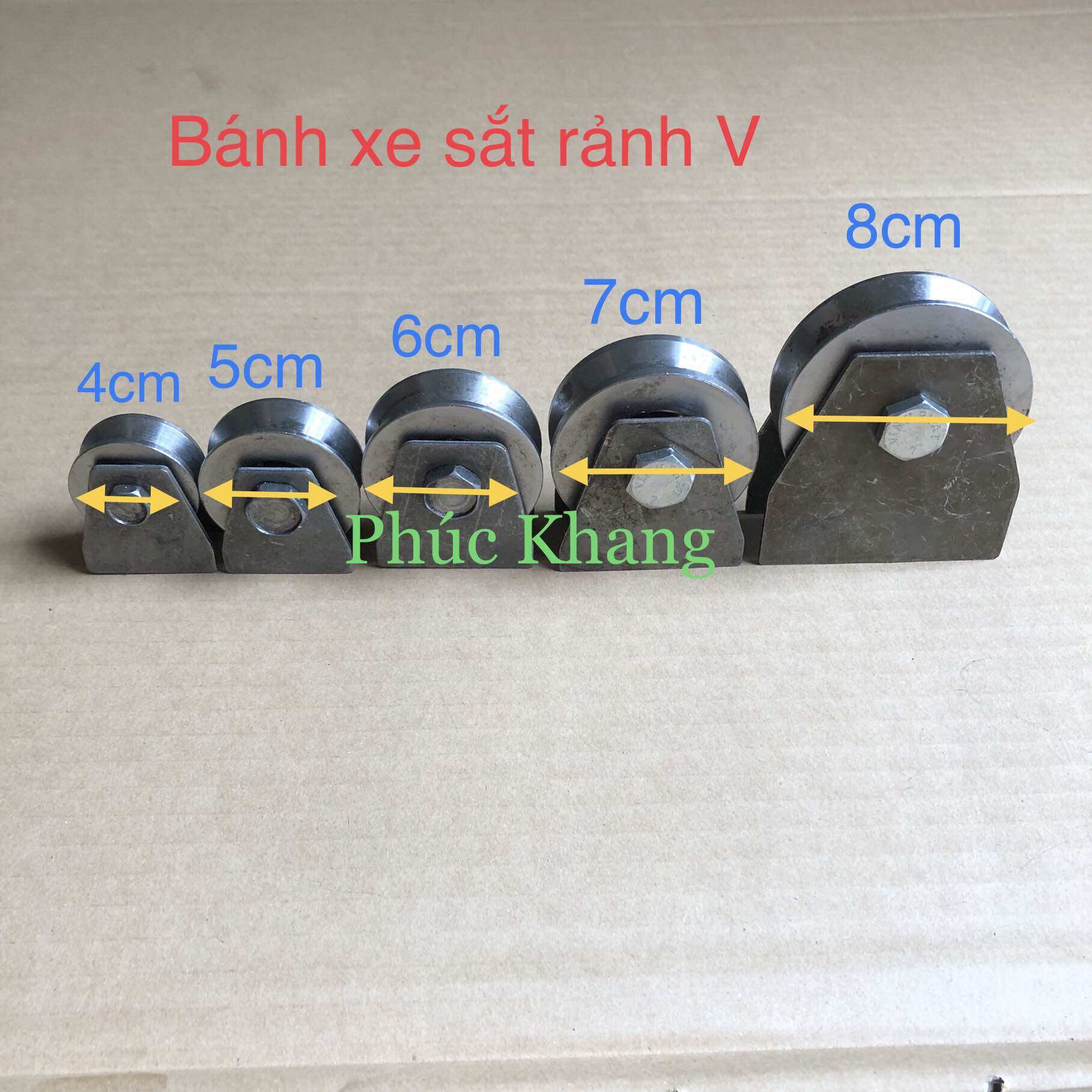 Bánh xe sắt rảnh v - bánh xe cửa cổng - bánh xe cửa lùa. kích thước 4cm - 5cm - 6cm - 7cm - 8cm - 10cm