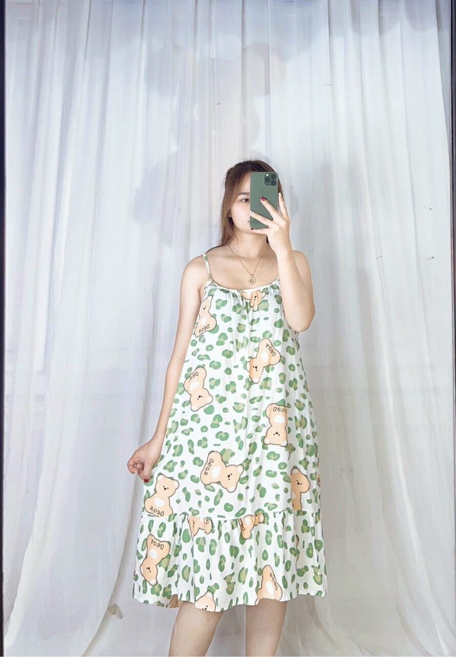 [HCM]Đầm bầu lanh 2 dây ngủ dễ thương