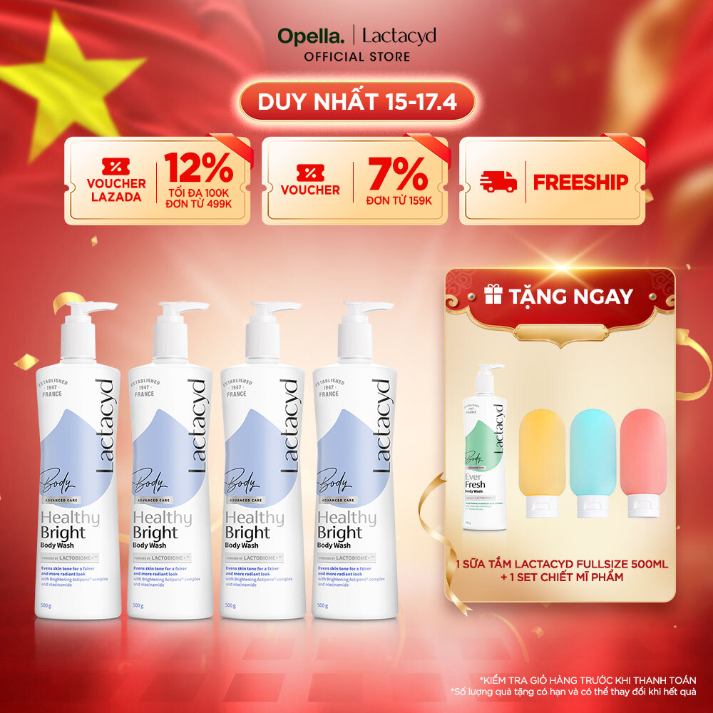 Bộ 4 Sữa tắm Lactacyd Healthy Bright làm đều màu da, mang lại làn da sáng khỏe, rạng rỡ và tự tin