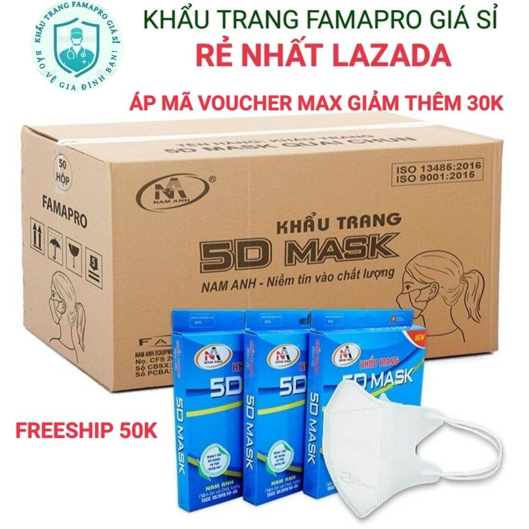 1/2 Thùng 500 cái khẩu trang 5D Famapro 5D Mask Famapro