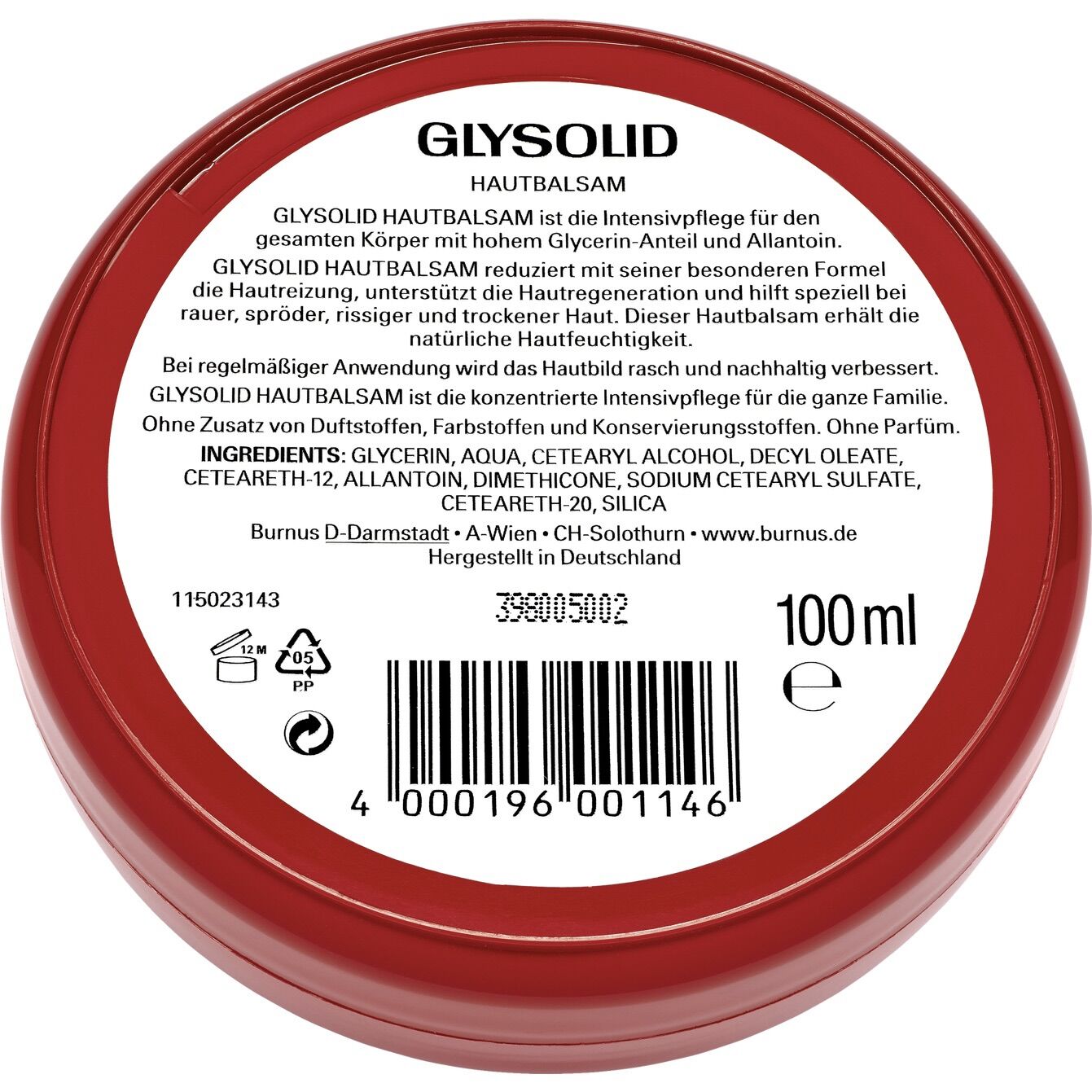 Kem cấp ẩm da khô Glysolid 100ML - Nội địa Đức