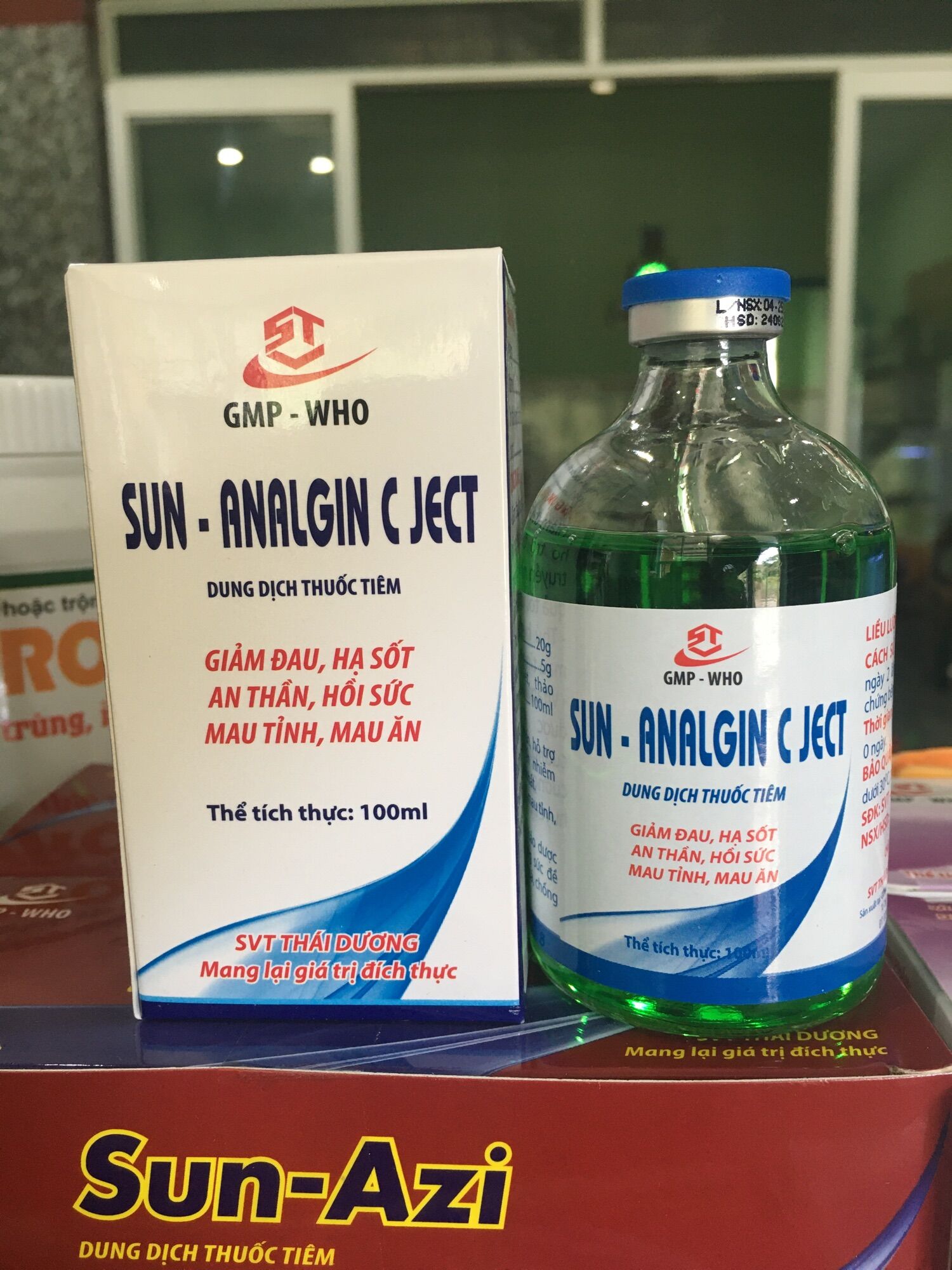 Analgin C nước xanh hàm lượng cao, hạ sốt nhanh, mau tỉnh, dùng pha cho các loại kháng sinh chai 100ml.