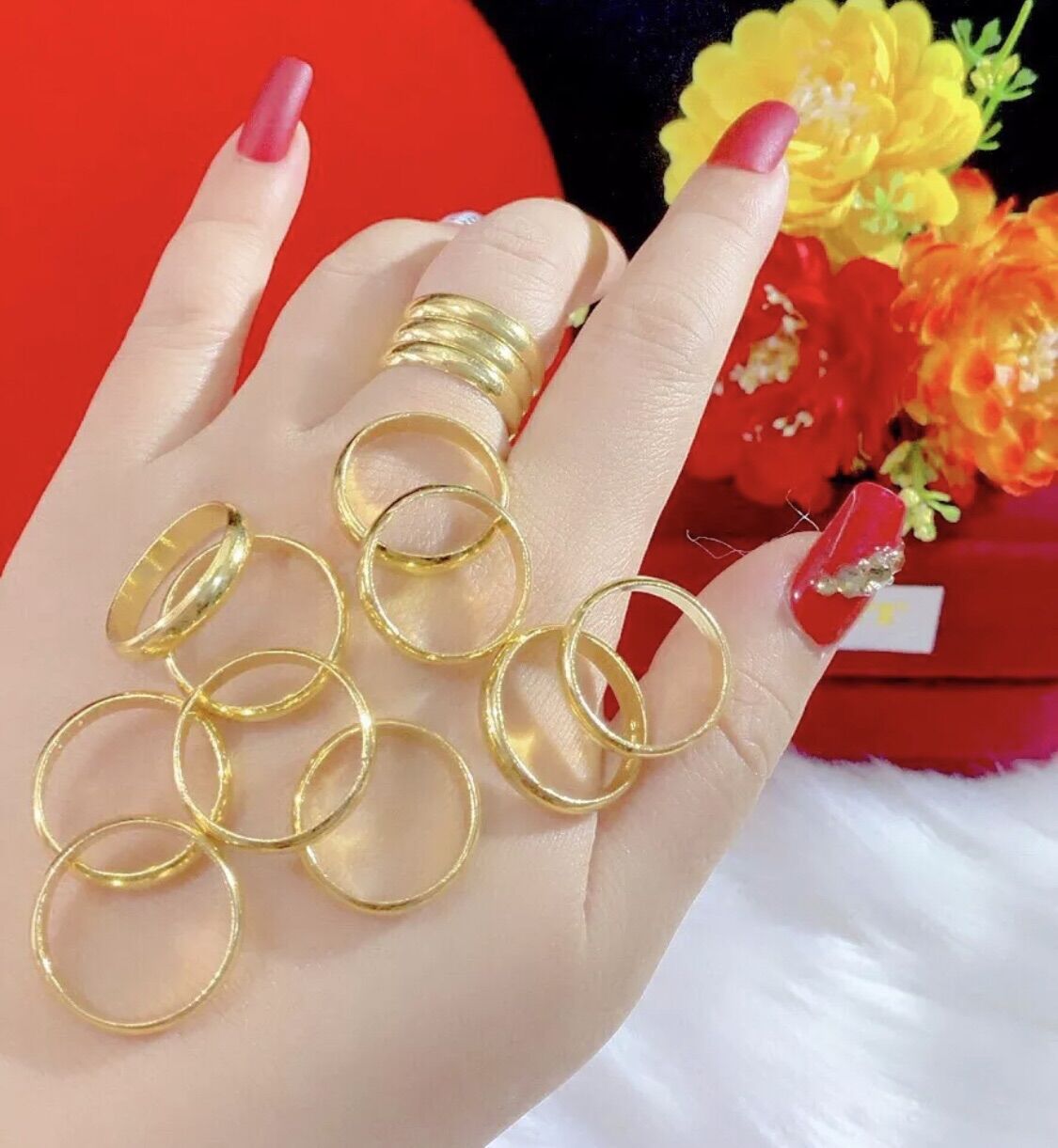 Nhẫn trơn mạ vàng 18k loại 5 phân khắc 9999