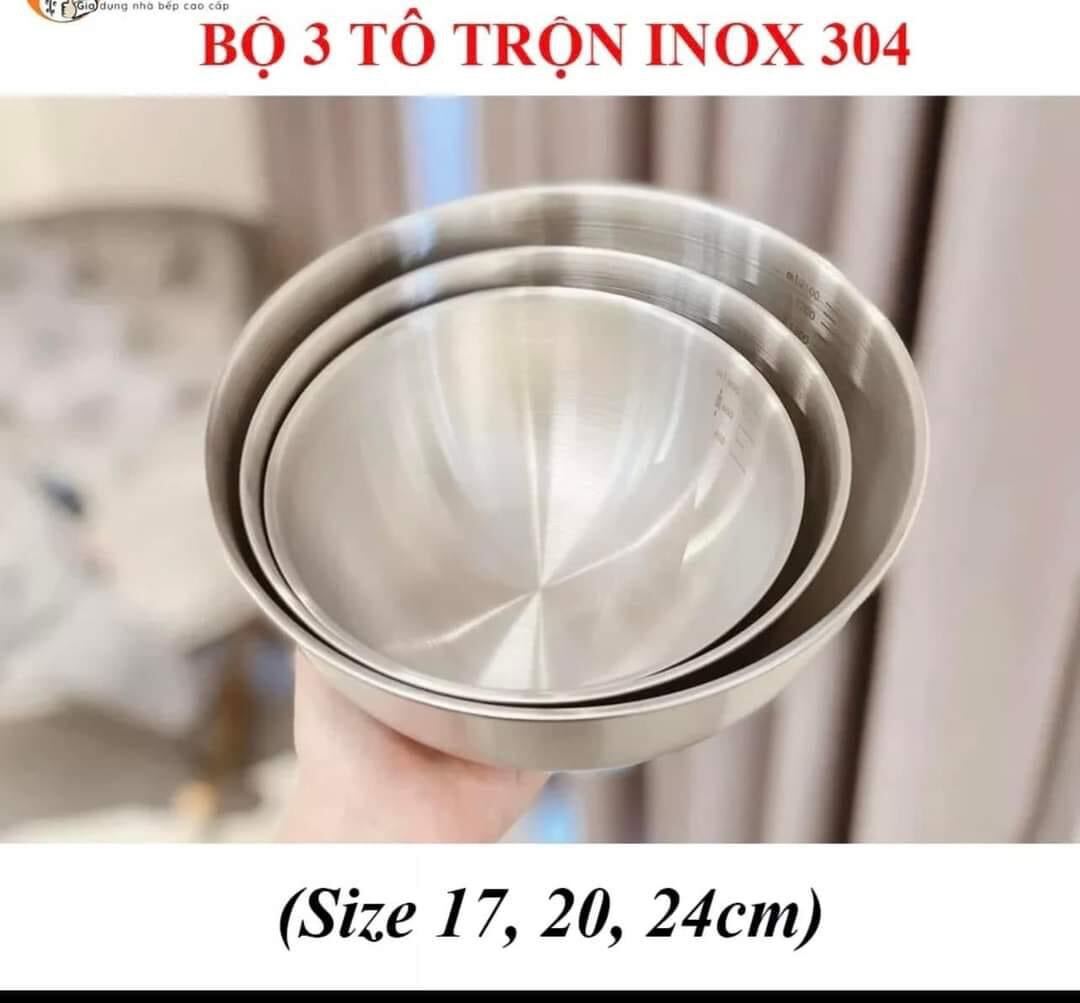 Set 3 thau trộn inox