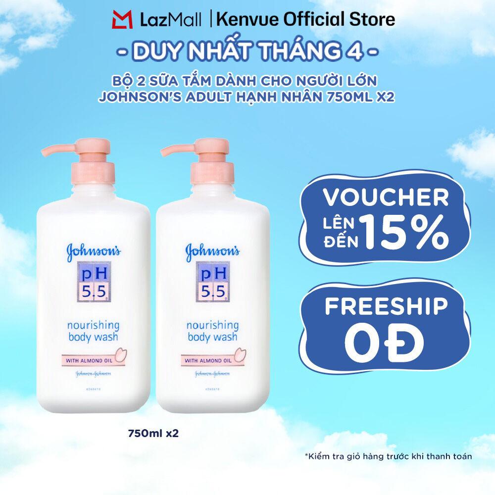 Combo 2 Sữa Tắm Người Lớn Dầu Hạnh Nhân Johnson's Adult Ph5.5 - Dung Tích 750mlx2
