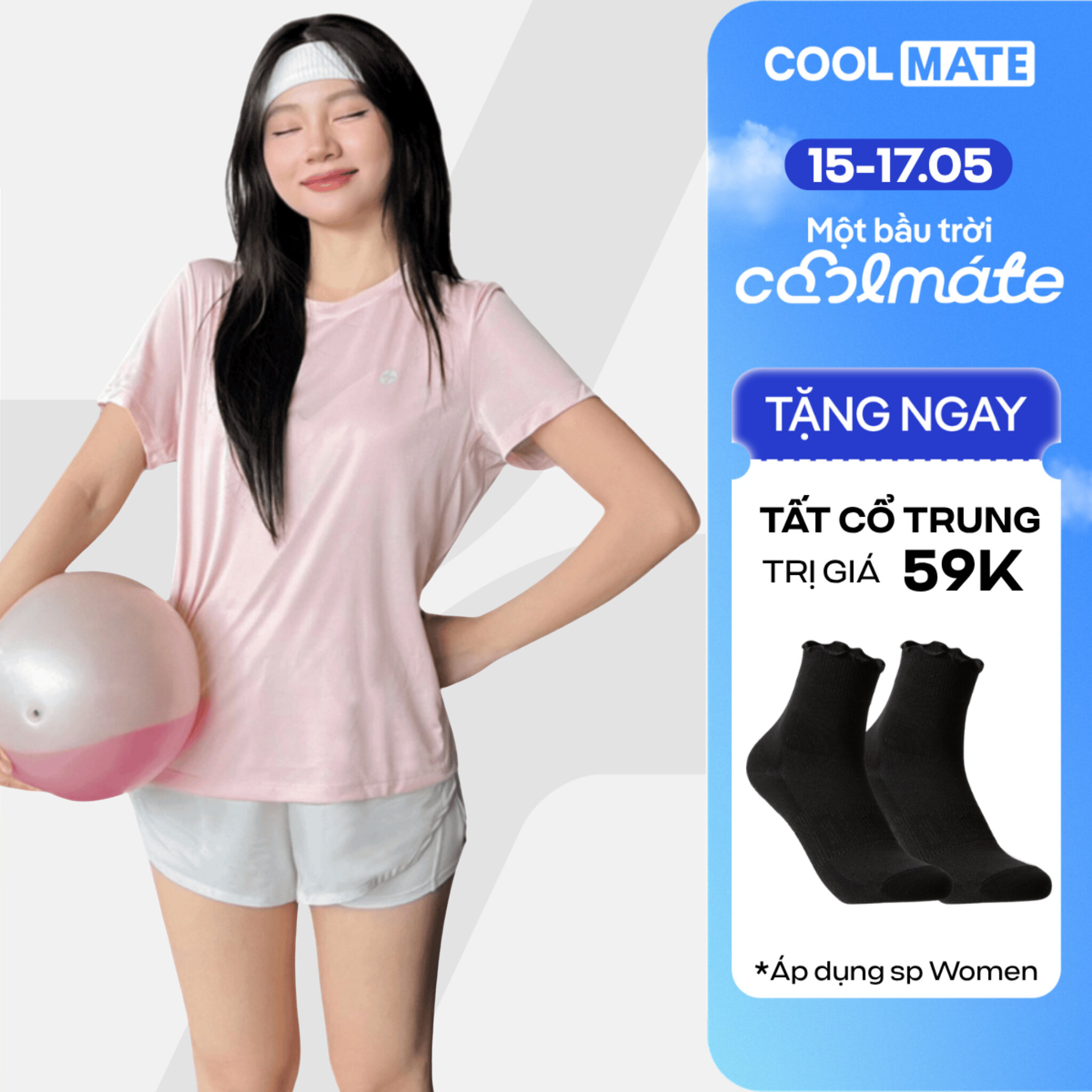 [TẶNG TẤT CỔ TRUNG]Set đồ thể thao nữ chạy bộ, tập gym, Pickleball áo Core tee và shorts nữ 3.5inch Core Shorts nhẹ, co giãn, thấm hút, nhanh khô - Coolmate Women