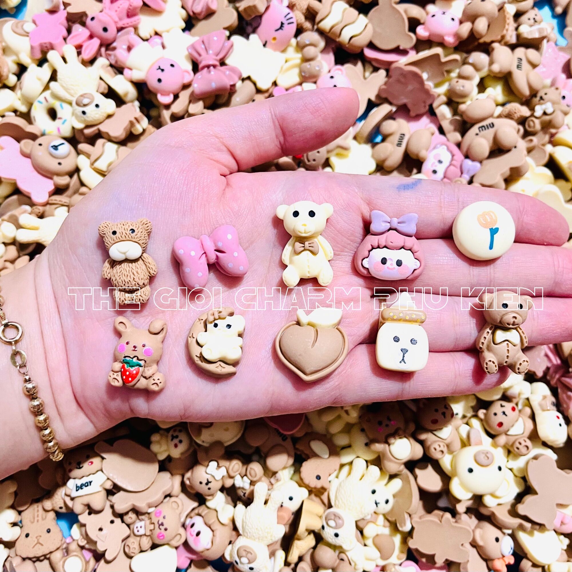 (TẶNG KEO) SET 100 CHARM TRÀ SỮA TRÀ DÂU XINH LUNG LINH
