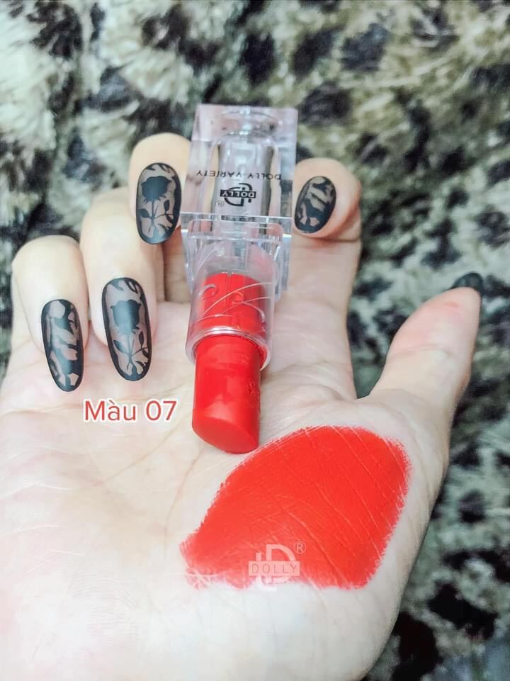[Đỏ Cam ] Son Sáp Phủ Phấn Dolly Không Chì Màu Đỏ Cam