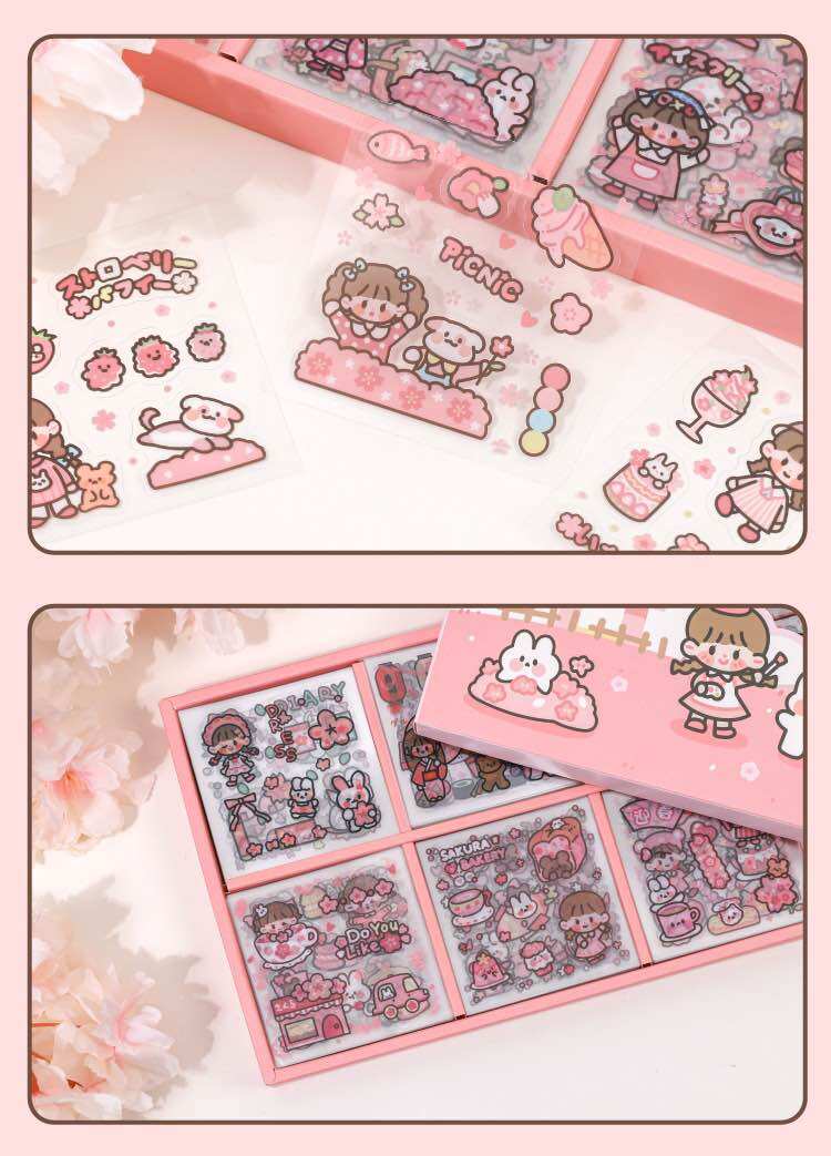 Sticker hộp 200 tấm hình dán dễ thương Spring (PVC)