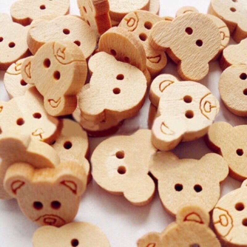 Set 10 cúc gấu gỗ 1.5cm