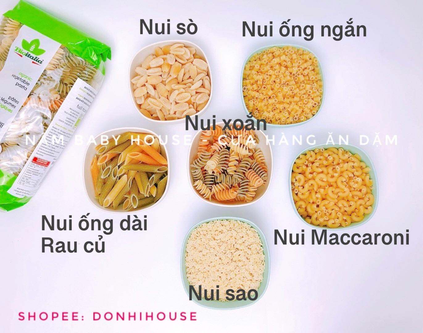 | Lẻ 100g| Nui hữu cơ Bioitalia dành cho bé ăn dặm - nui sao, nui ống ngắn, nui ống dài, nui xoắn, nui Maccaroni. Nui sao