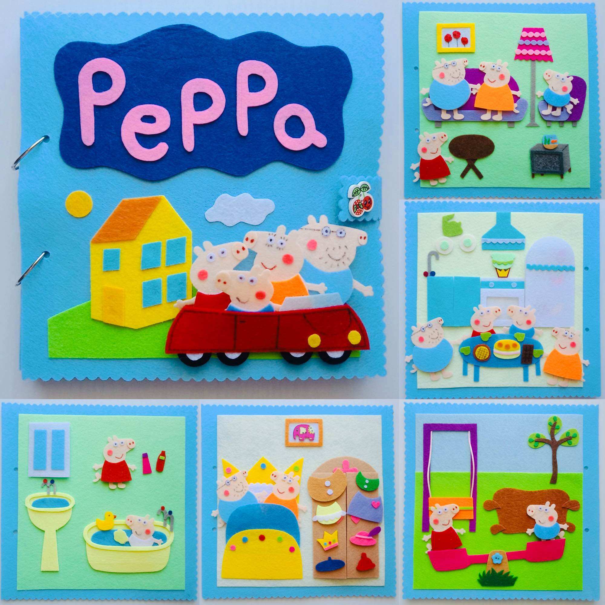 Đồ chơi Sách vải Gia đình lợn Peppa (Hình thật 100%) - Peppa Big Quiet book - Tulip Store Handmade