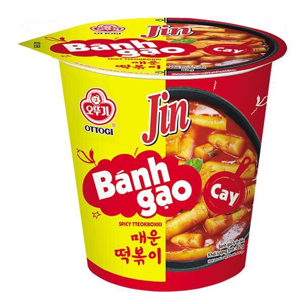 Bánh Gạo Tokpokki Ottogi Jin Vị Cay Vị Phô Mai Tương Đen - Ly 82G