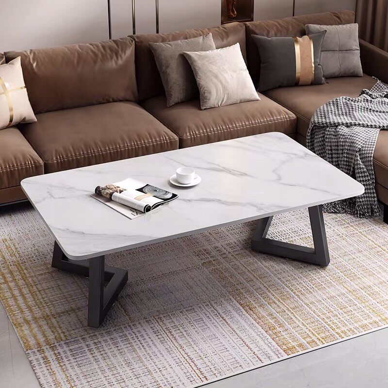 Bàn trà mặt đá ceramic chân sắt sơn tĩnh điện