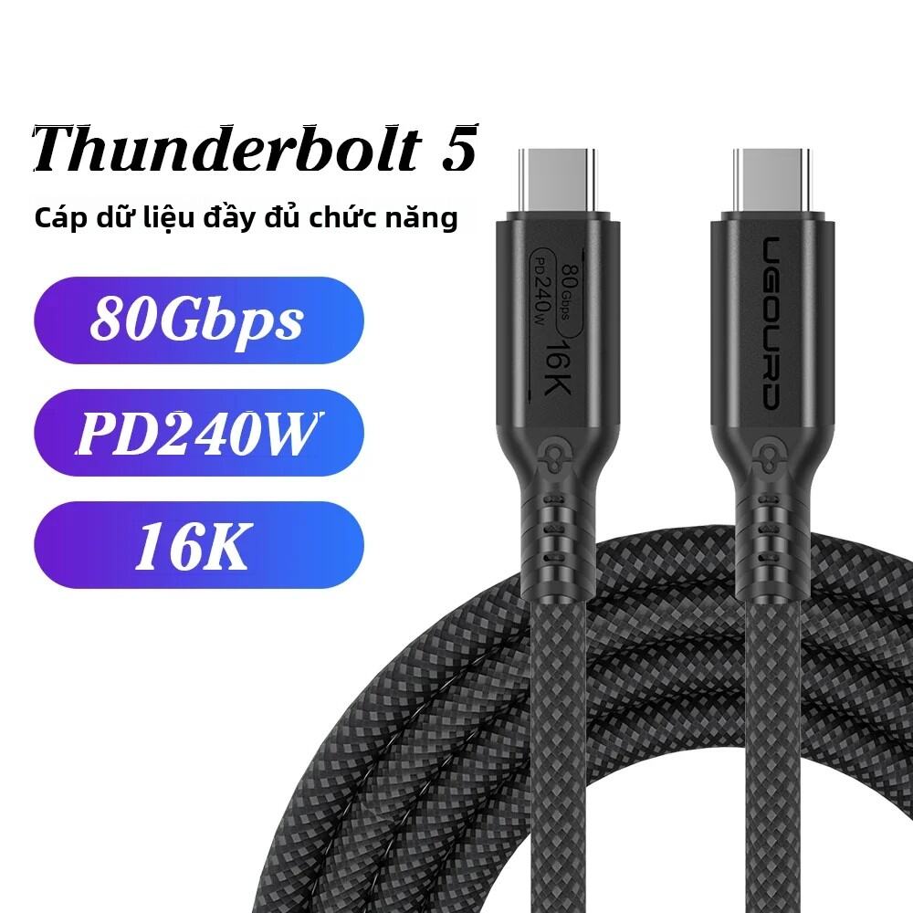 Cáp UGOURD Thunderbolt 5 Loại C 80Gbps USB4 Gen4 Cáp Sạc USB C Sang C 240W Tương Thích Với Thunderbo