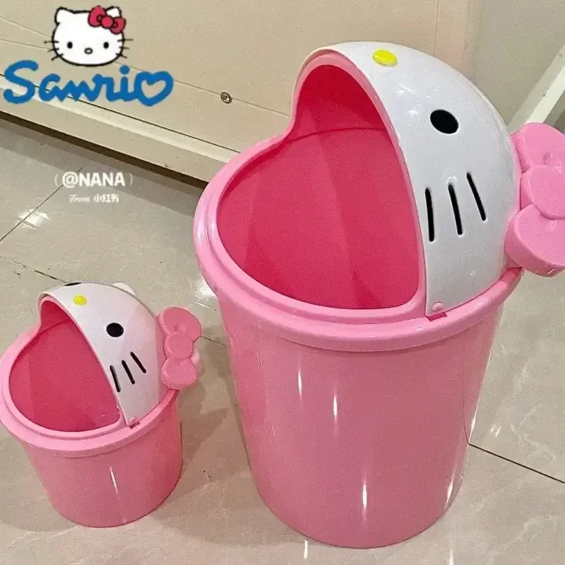 Sanrio Hello Kitty Thùng Rác Kawaii Thùng Rác Giỏ Đựng Giấy Cho Phòng Khách Phòng Ngủ PVC Mẫu Thành Hàng Unisex