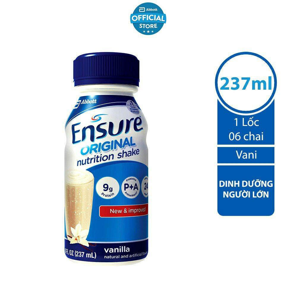 Bộ 6 chai sữa nước ensure vani 237ml/chai. date 07/2023