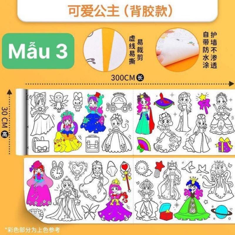 Giấy cuộn tranh tô màu cắt dán tô màu 3m cho bé