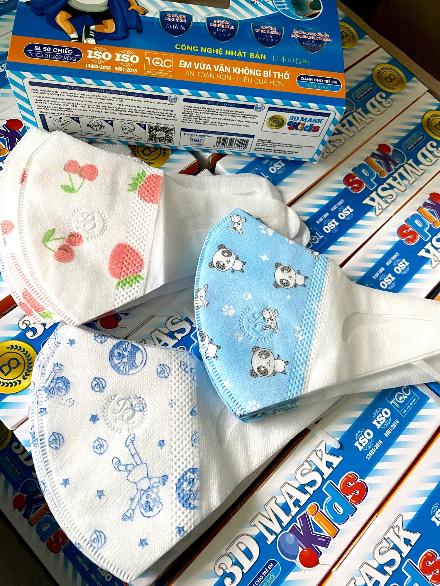 (50 cái) Khẩu Trang Trẻ Em 3D Mask Hoạt Hình