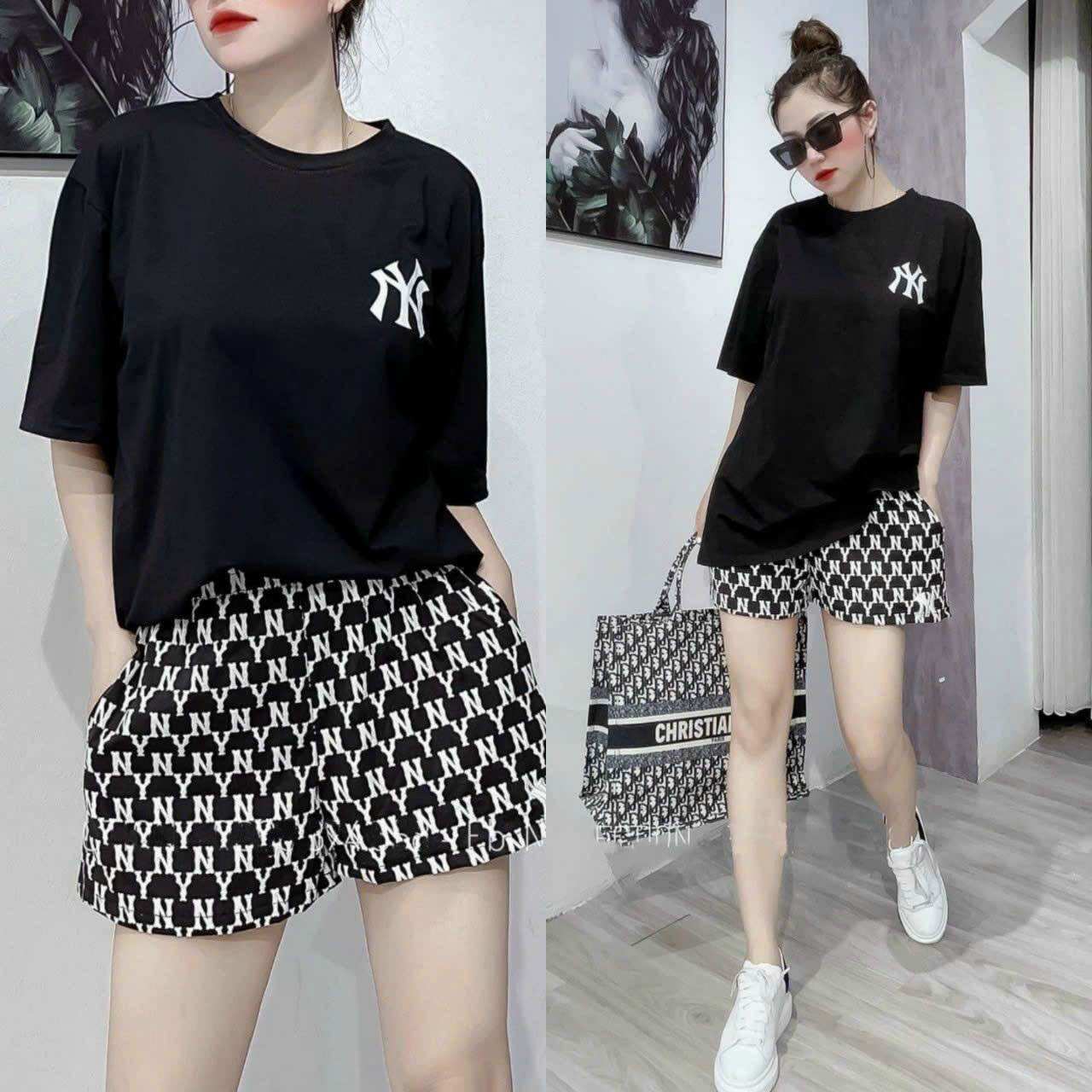 Sét bộ short cotton thêu phối 3d cao cấp