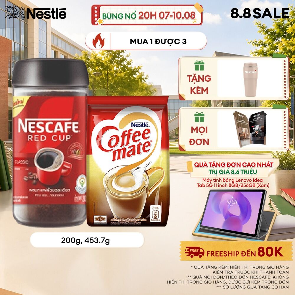 [ƯU ĐÃI THÁNG 8] Combo 1 Hũ Cà Phê Nescafé Red Cup (200g) + 1 Bột kem Nestle Coffee Mate (453.7g)