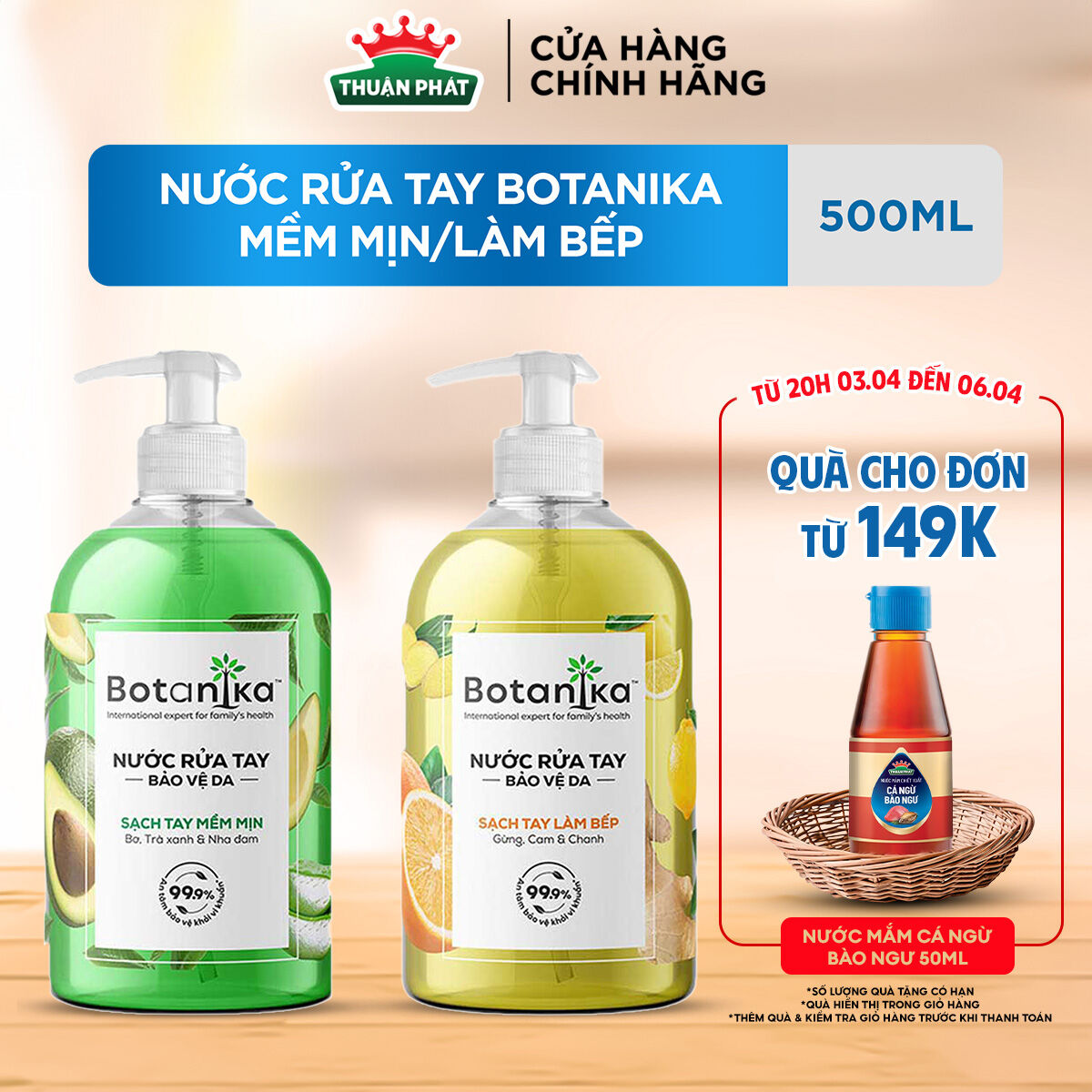 Nước rửa tay Botanika Mềm mịn/Làm bếp 500ml